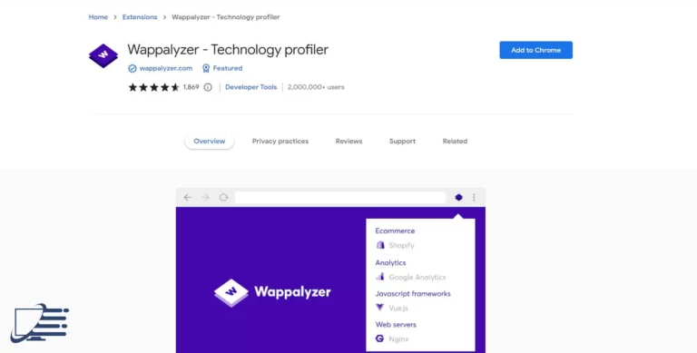 Identifying the technologies used by a website with Wappalyzer